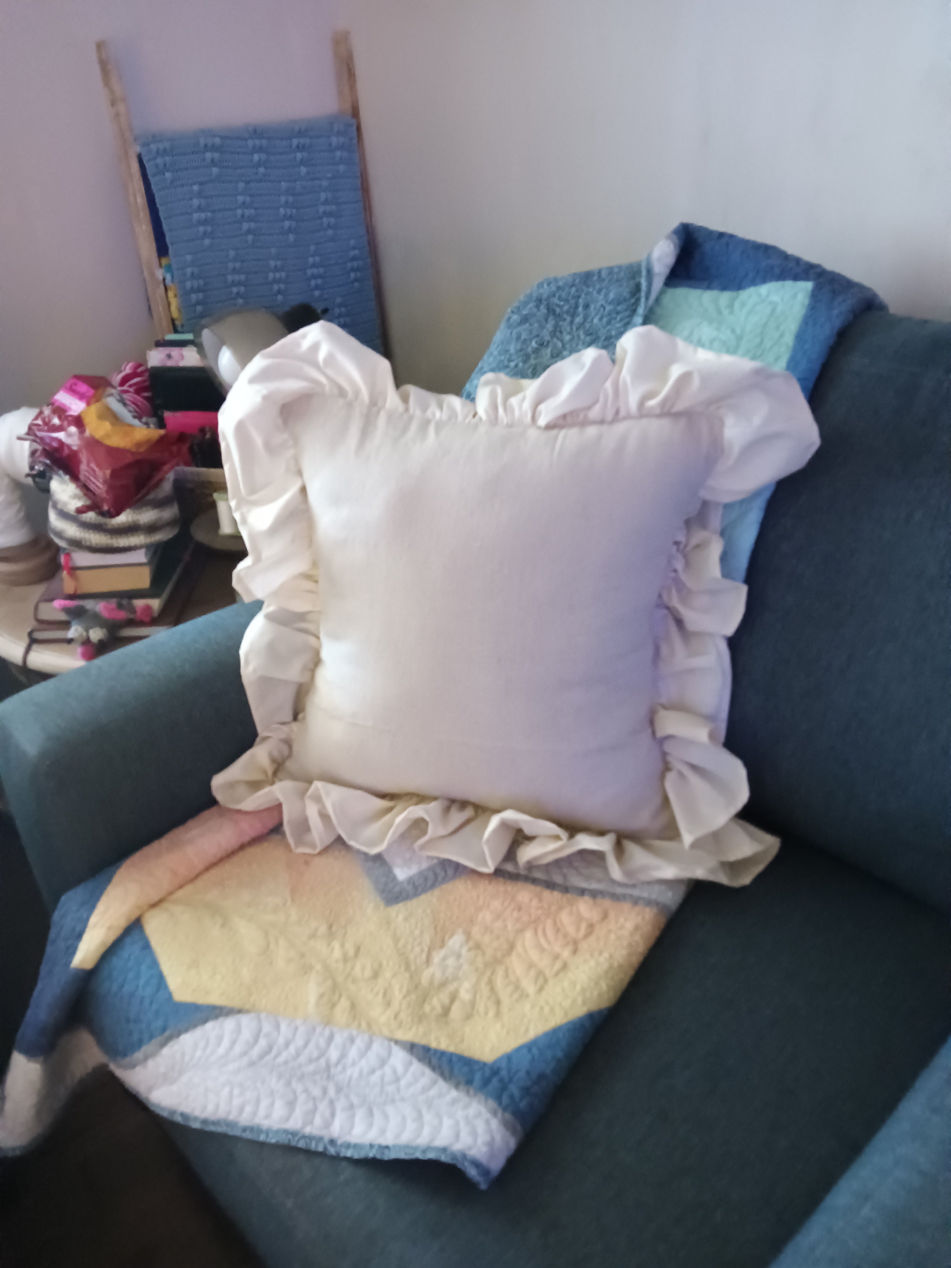Ruffled throw pillow